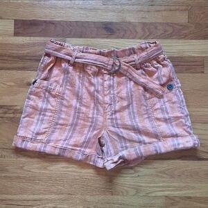 Boho Orange Striped Belted Shorts Hei Hei By Free People Retro Beach Hike Size S